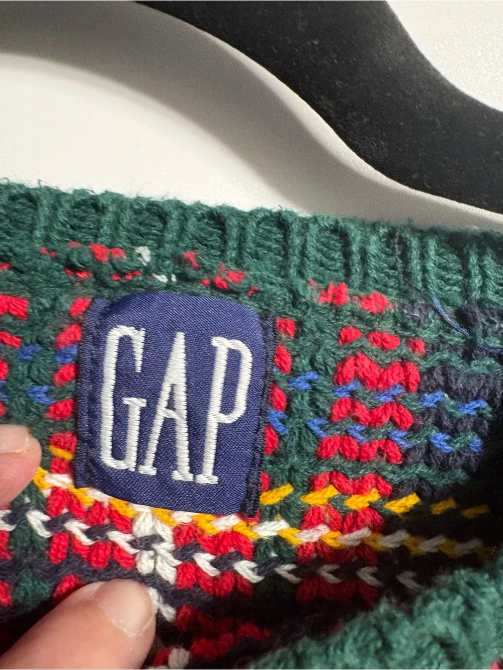 Vintage 90s GAP Men’s Tartan Plaid Cotton Knit Sweater Green Size Small